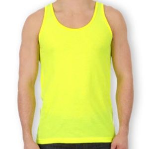 NEW American Apparel Poly-Cotton Tank Neon Yellow